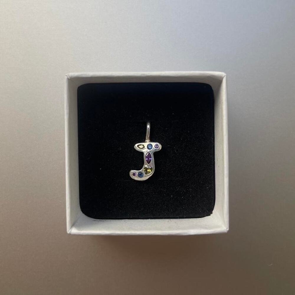 Sunnyonacloud Custom Sterling Silver Initial J Charm Pendant One of One ✨